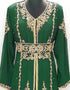 Modest V neck Moroccan Style embroidered kaftan Black