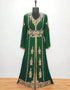 Modest V neck Moroccan Style embroidered kaftan Black