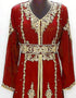 Modest V neck Moroccan Style embroidered kaftan Black