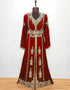 Modest V neck Moroccan Style embroidered kaftan Black