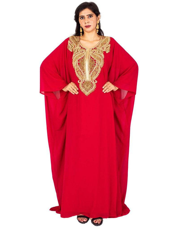 Trendy Party kaftan farasha patterned Red