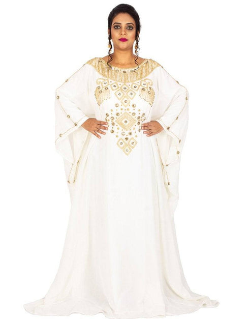 Women Party kaftan farasha patterned White