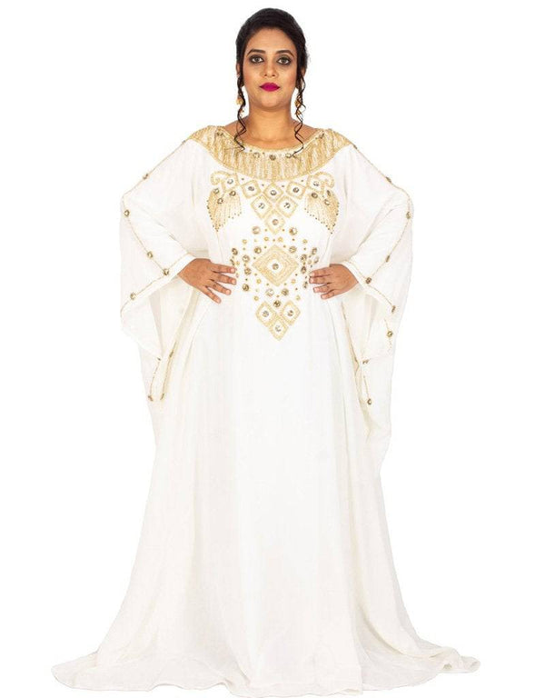 Women Party kaftan farasha patterned White
