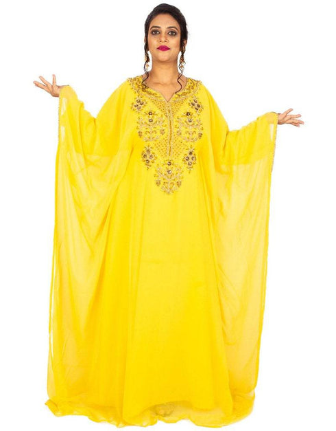 Chic Party kaftan farasha patterned Yellow