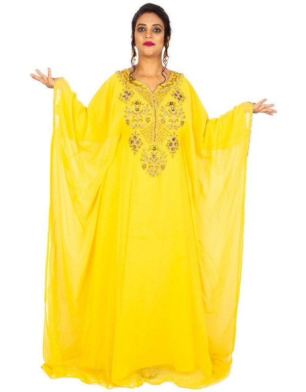 Chic Party kaftan farasha patterned Yellow