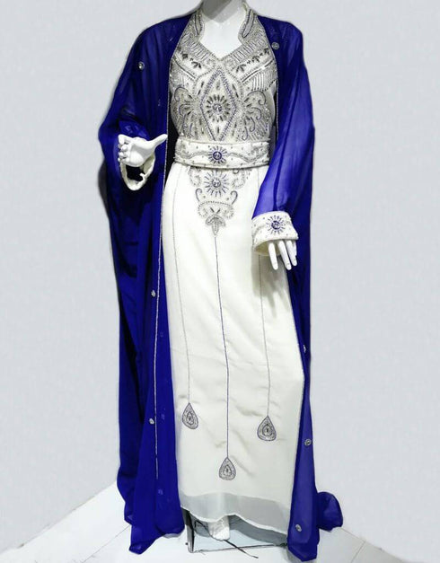 Women Party kaftan farasha patterned Blue