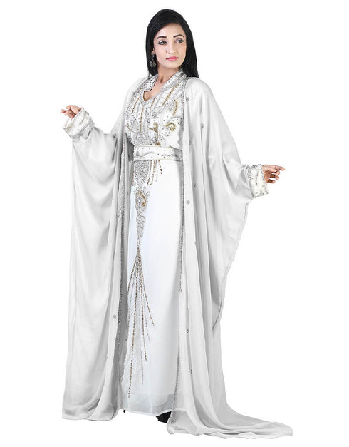 Trendy white Colored Embroidery worked Kaftan