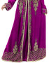 Muslimah Purple Georgette Hand Zari Embroidery Kaftan