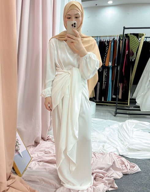 Latest 2 Piece Silky Satin Abaya For Women