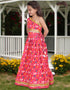all season designer digital print work silk pink kids lehenga choli silk heavy soft net pink uf-yaana102 Close-up View