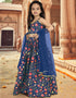 all season designer digital print work silk blue kids lehenga choli silk heavy soft net blue uf-yaana103 Front View