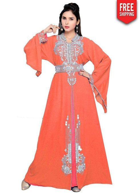 Bell Sleeves Embroidered Kaftan Bright
