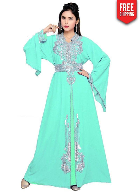 Bell Sleeves Embroidered Kaftan Bright