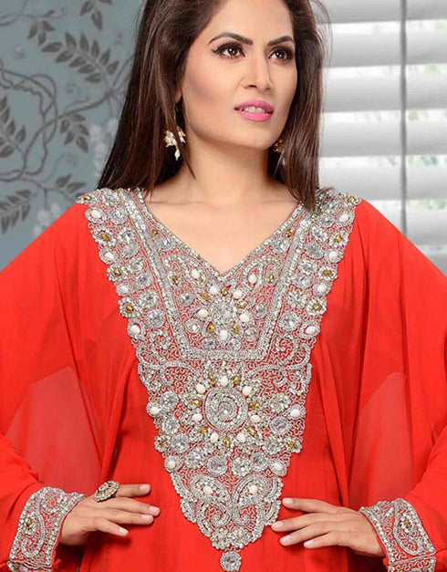 Betwing style kaftan With silver hand Embroidery