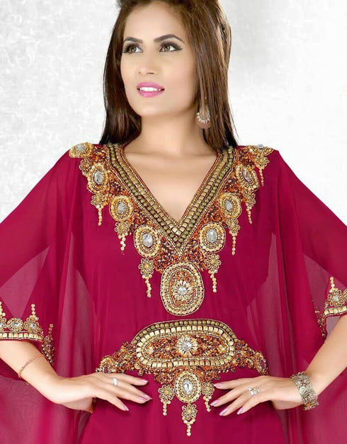 Burgundy Popular Farasha Kaftan Maroon