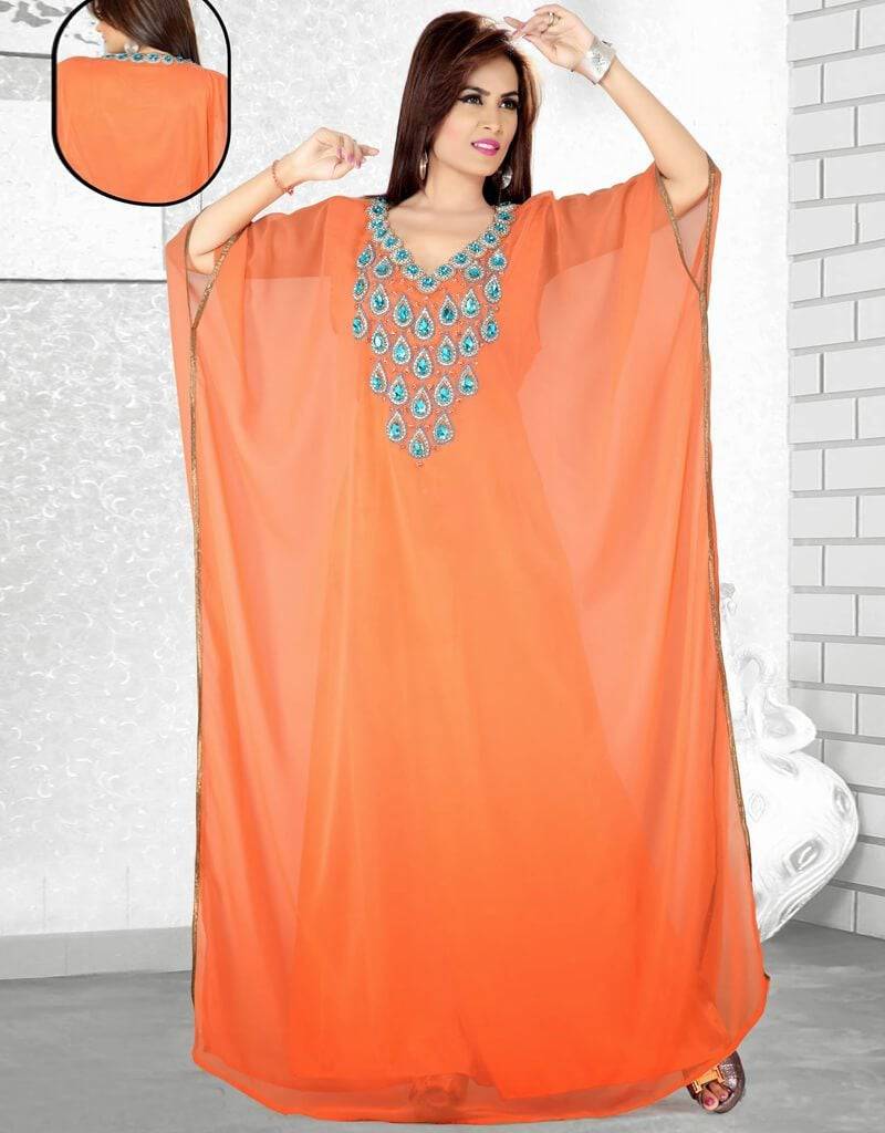 Rust Pink Kimono Style Arabic Kaftan Farasha