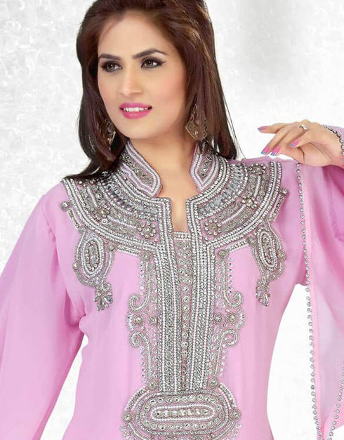 Captivating Faux Georgette Embroidered Jacket Style Kaftan