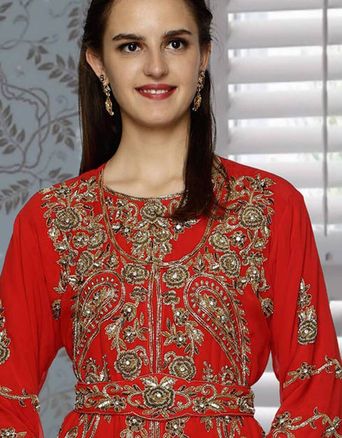 Copper Embroidered Kaftans Dress Smart