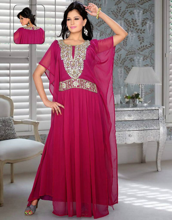 Dainty Embroidered Kaftan Maroon