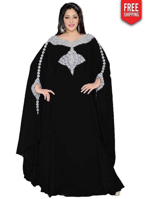 Designer Long Work Sleeve Farasha Style Kaftan With Light Work