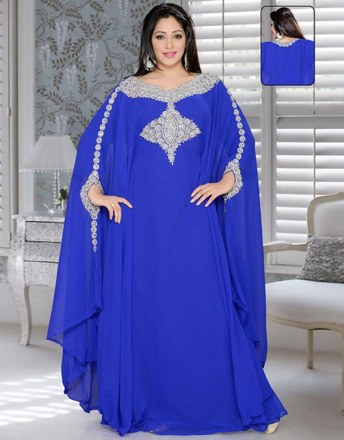 Designer Long Work Sleeve Farasha Style Kaftan With Light Work