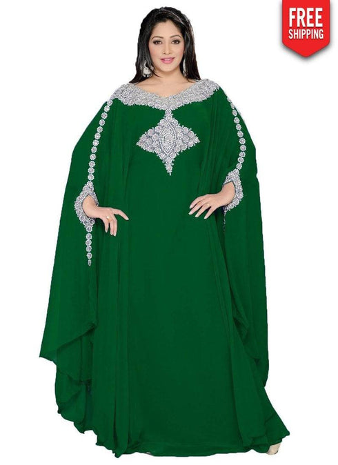 Designer Long Work Sleeve Farasha Style Kaftan With Light Work