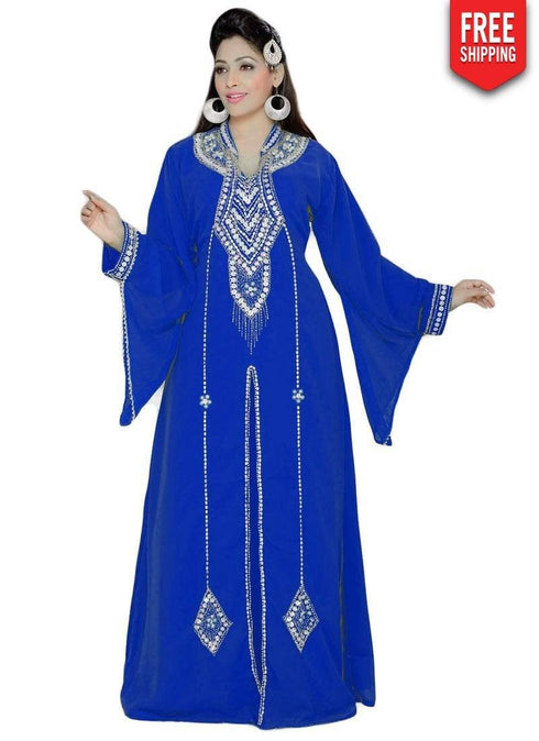 Dubai Style Party Wear Front Slit Kaftan With Golden Work