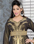 Dubai Style Party Wear Front Slit Kaftan With Silver Work