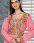 Embroidered Moroccan Kaftan Flamingo