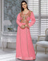 Embroidered Moroccan Kaftan Flamingo