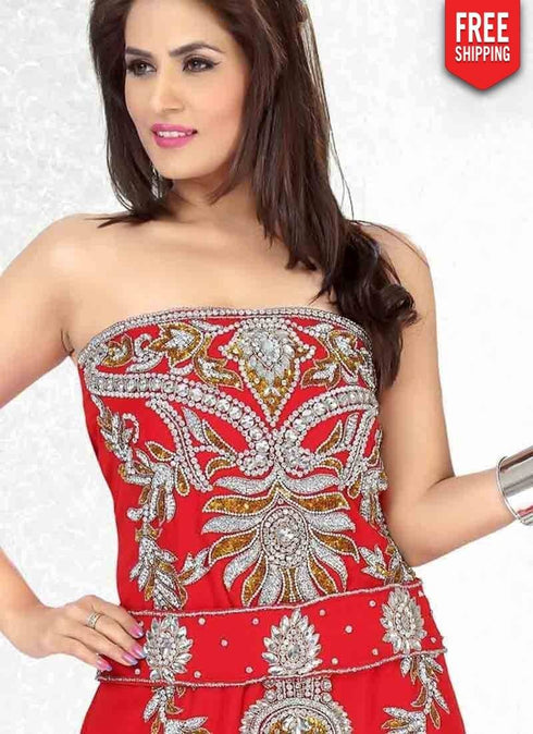 Engaging Faux Georgette Evening Gown