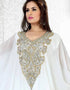 Enigmatic Faux Georgette Designer Farasha Kaftan-White