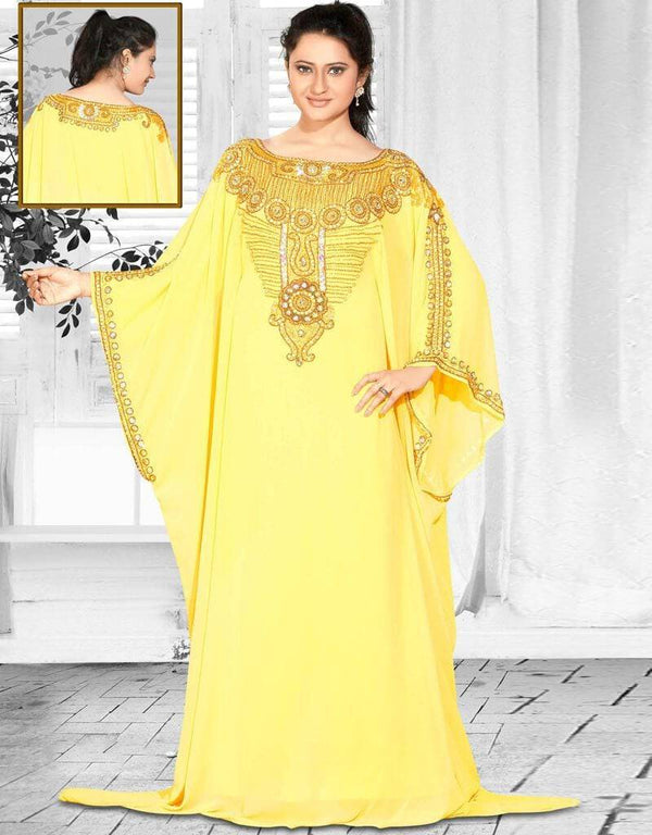 Farasha Style Bell Sleeve Kaftan With Light Work