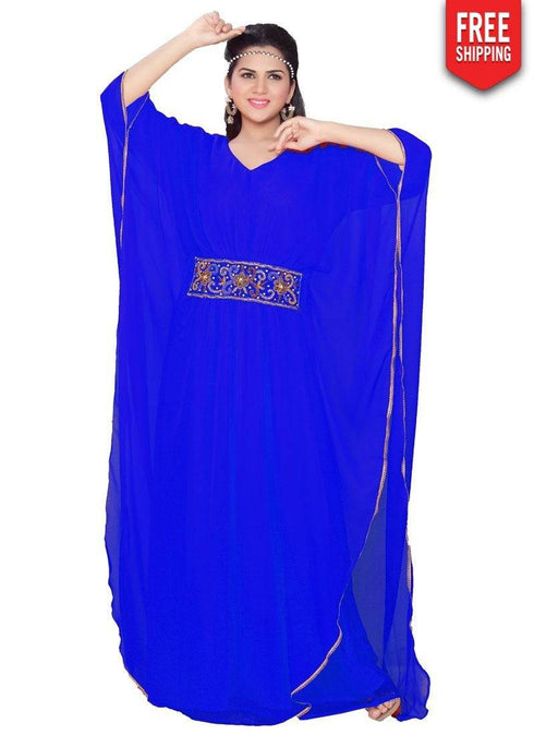 Farasha Style Kaftan With Designer Waist Belt