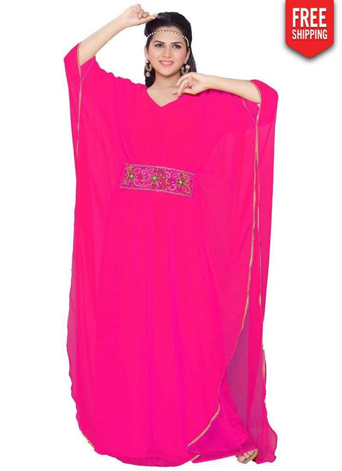 Farasha Style Kaftan With Designer Waist Belt