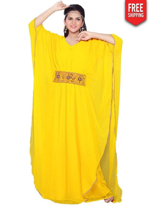 Farasha Style Kaftan With Designer Waist Belt