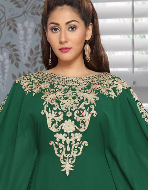 Farasha Style Kaftan With Golden Embroidery