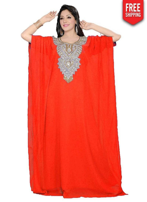 Farasha Style Kaftan With Light Work