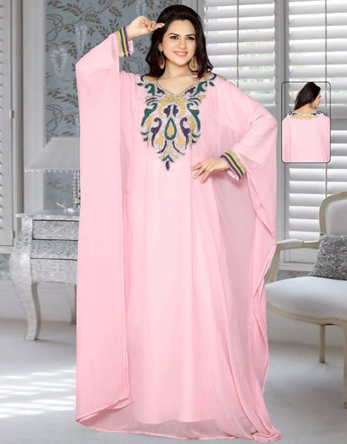 Farasha Style Kaftan With Multi Colour Work