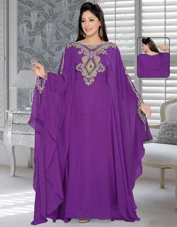 Farasha style Kaftan With Silver Work With Long Sleeve
