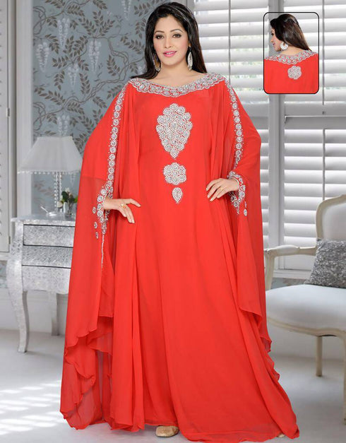 Farasha style Kaftan With Silver Work With Long Sleeve