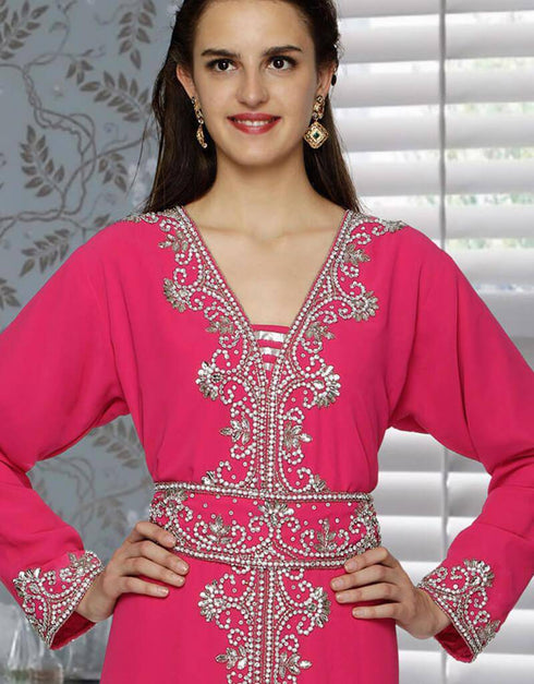 Faux Georgette Evening Gown Engaging