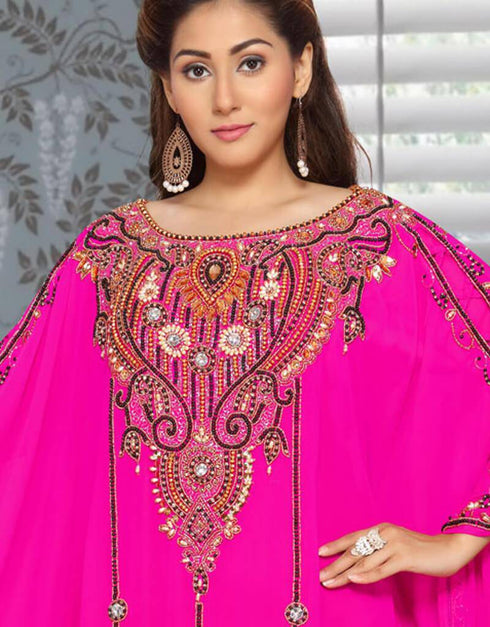 Florosant Kaftan With Multi Color Embroidery