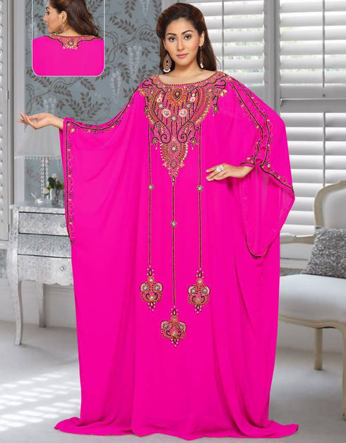 Florosant Kaftan With Multi Color Embroidery