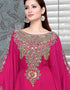 Fullsleeve Farasha with embroidery Magenta