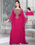 Fullsleeve Farasha with embroidery Magenta