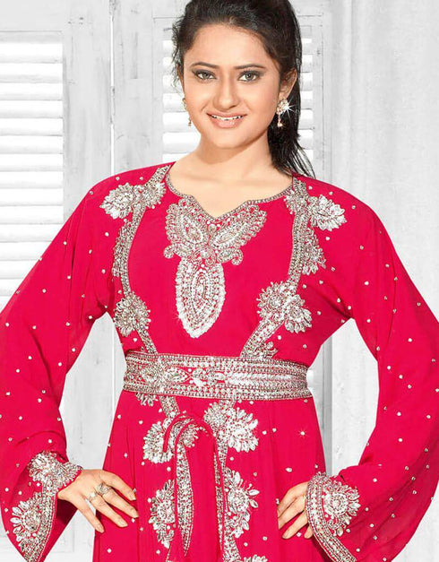 Jacket Moroccan Style Party Wear Kaftan With Waist Belt