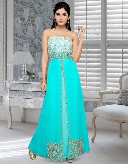Kaftan embroidery women Sea Green