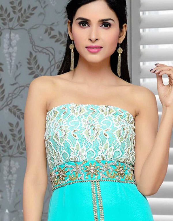 Kaftan embroidery women Sea Green