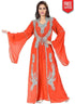 Luscious Crystal Embellished Bell Sleeves Jacket Style Kaftan Sea